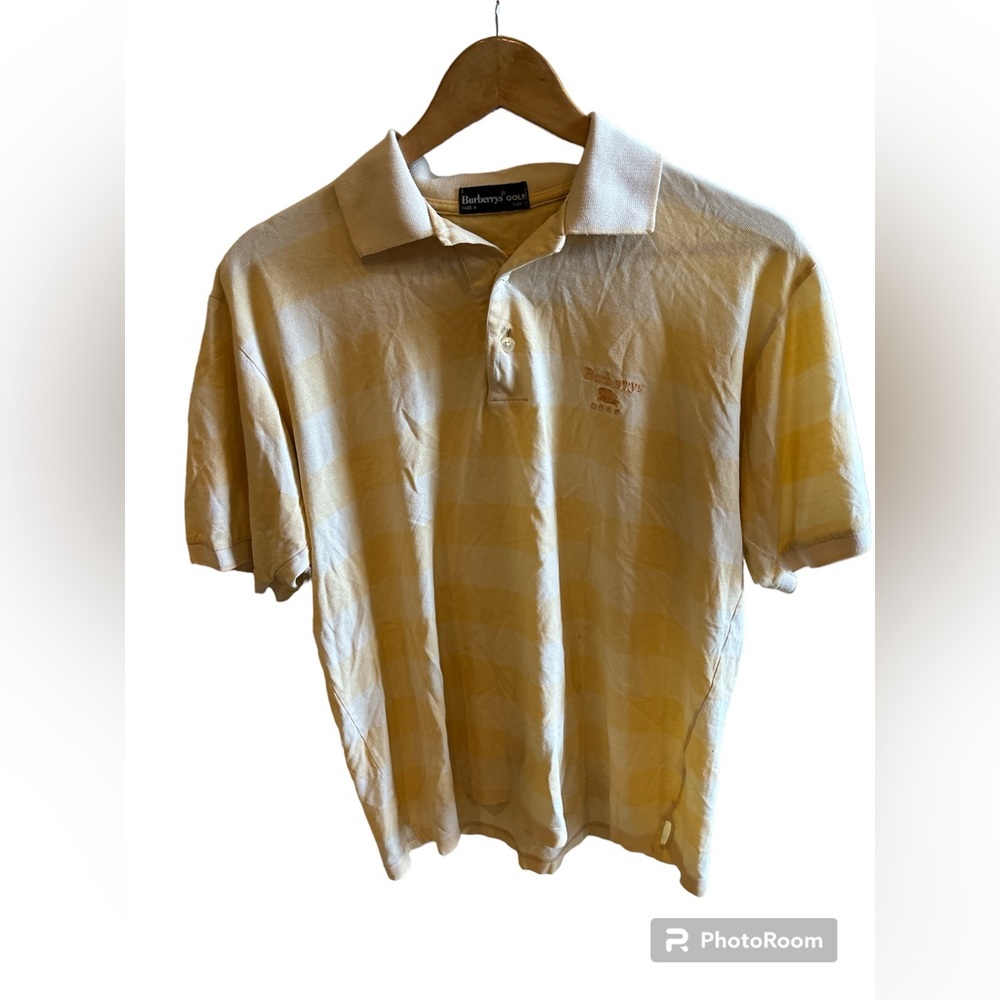 Burberry Golf light yellow striped collared polo shirt men’s size Small